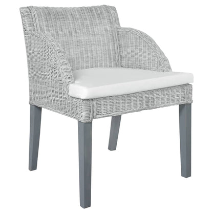 vidaXL Chaise de salle à manger avec coussin gris rotin naturel