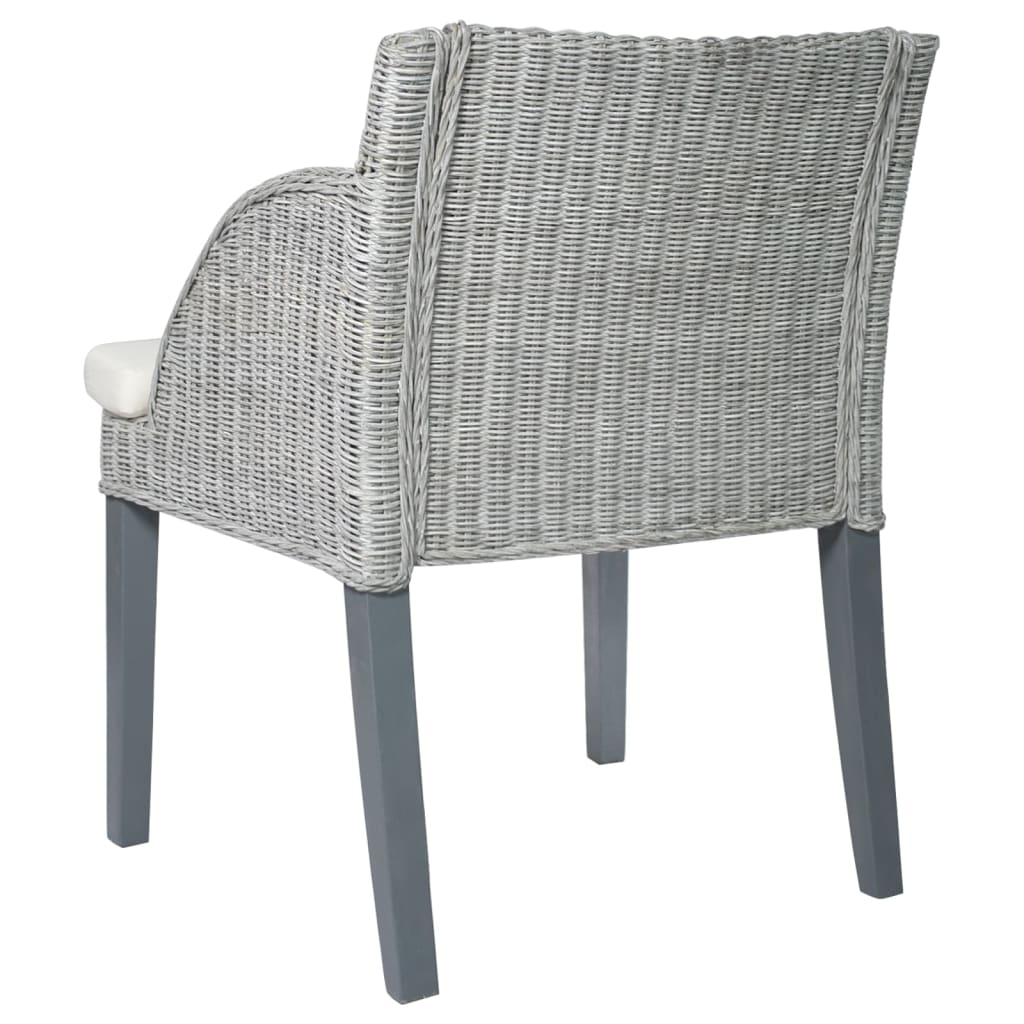 vidaXL Chaise de salle à manger avec coussin gris rotin naturel