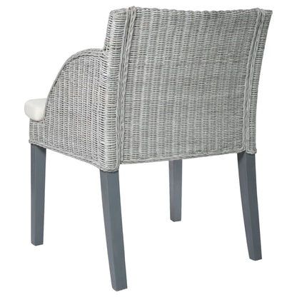 vidaXL Chaise de salle à manger avec coussin gris rotin naturel
