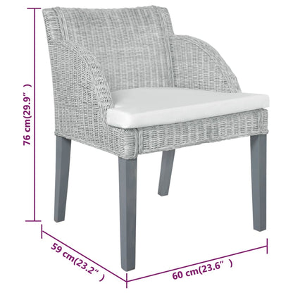 vidaXL Chaise de salle à manger avec coussin gris rotin naturel