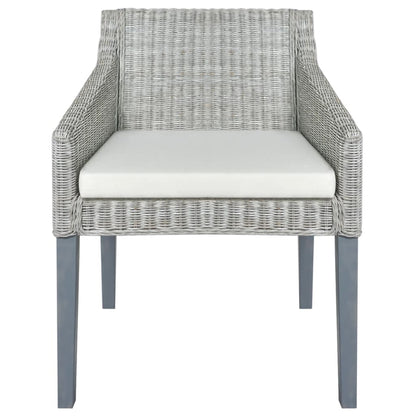 vidaXL Chaise de salle à manger avec coussin gris et rotin naturel