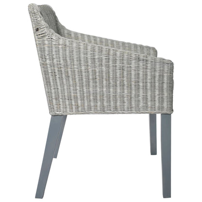 vidaXL Chaise de salle à manger avec coussin gris et rotin naturel
