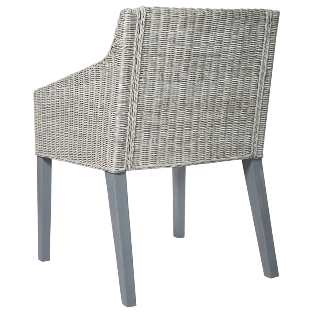 vidaXL Chaise de salle à manger avec coussin gris et rotin naturel