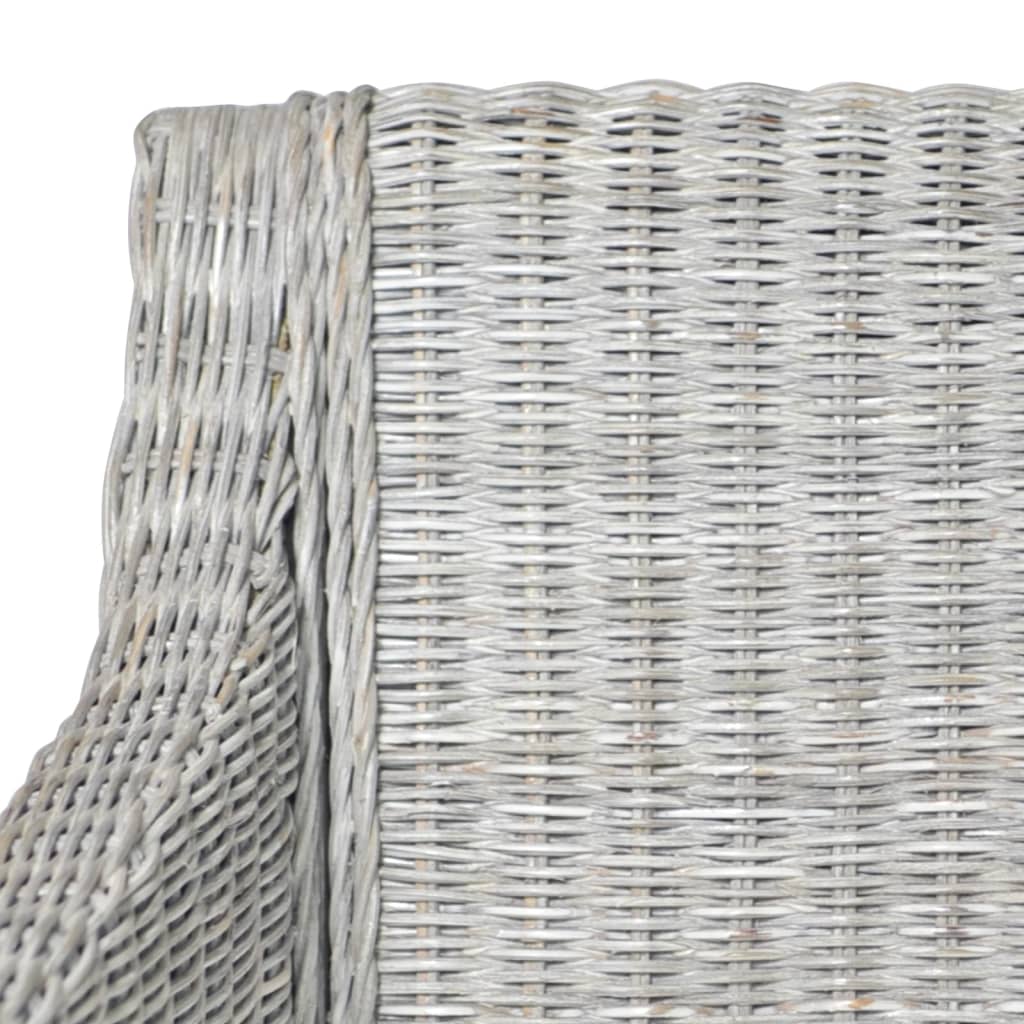 vidaXL Chaise de salle à manger avec coussin gris et rotin naturel