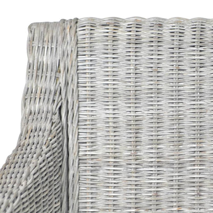 vidaXL Chaise de salle à manger avec coussin gris et rotin naturel