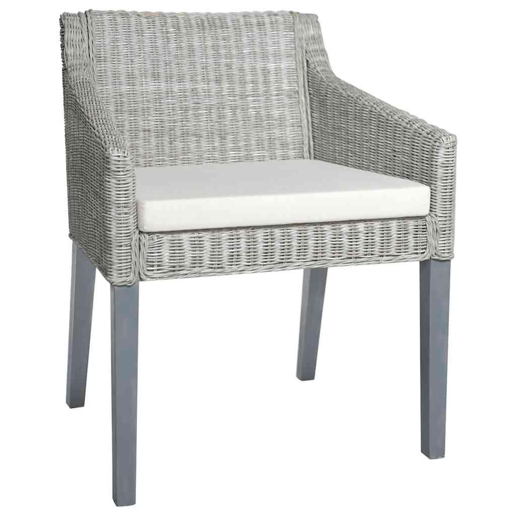 vidaXL Chaises de salle à manger avec coussins 2 pcs Gris rotin naturel