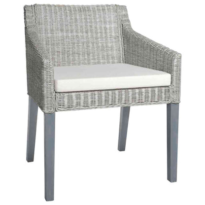 vidaXL Chaises de salle à manger avec coussins 2 pcs Gris rotin naturel