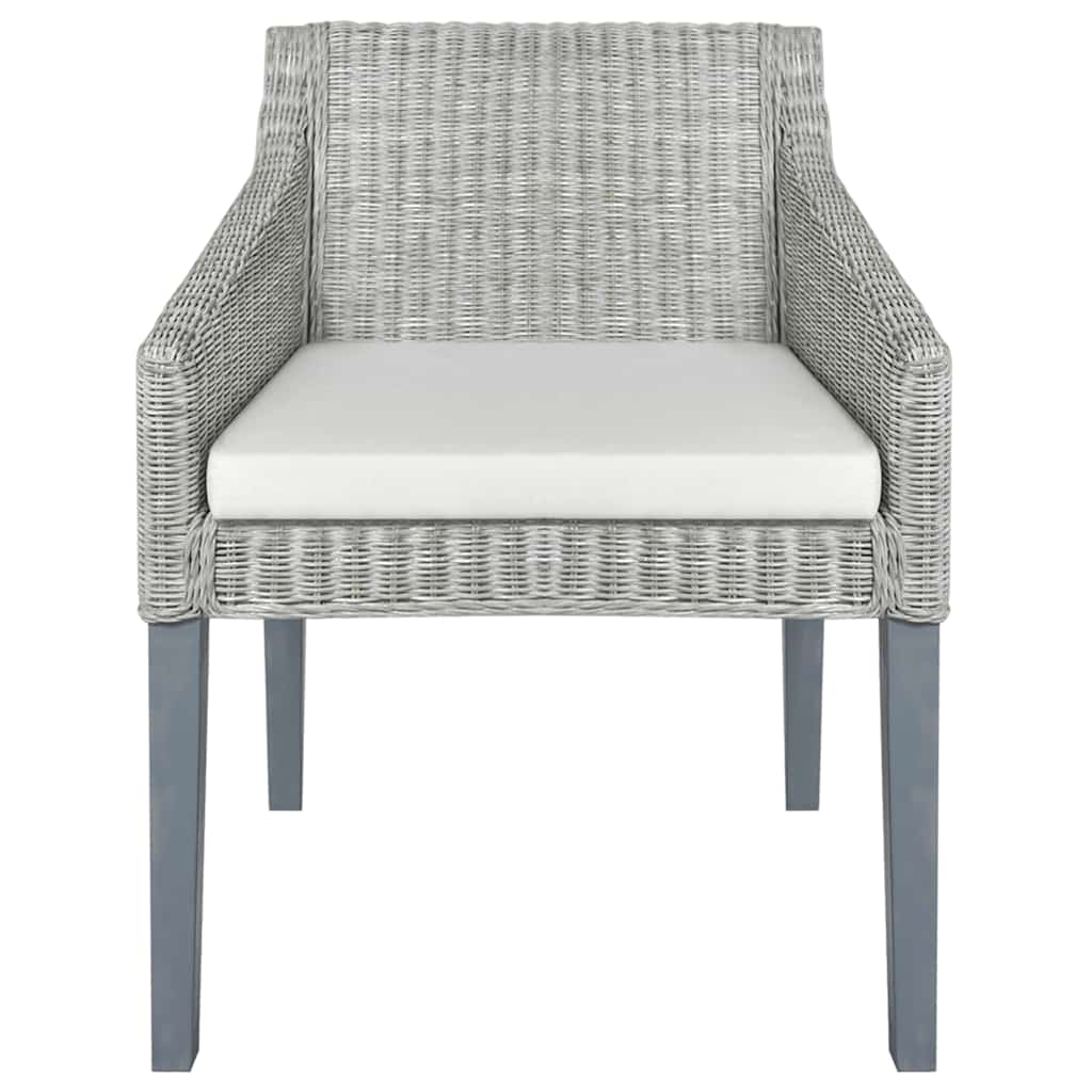 vidaXL Chaises de salle à manger avec coussins 2 pcs Gris rotin naturel