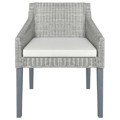 vidaXL Chaises de salle à manger avec coussins 2 pcs Gris rotin naturel