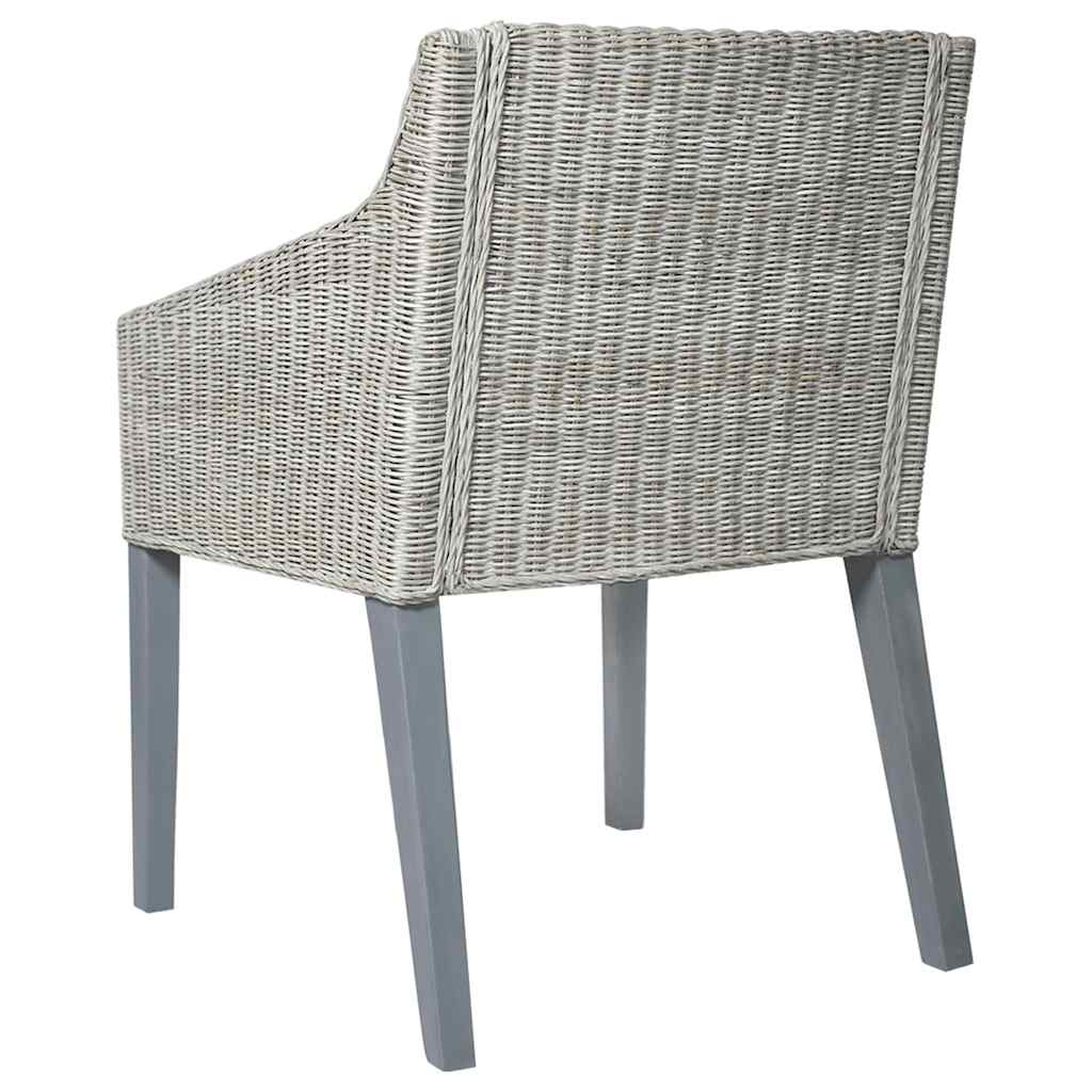 vidaXL Chaises de salle à manger avec coussins 2 pcs Gris rotin naturel
