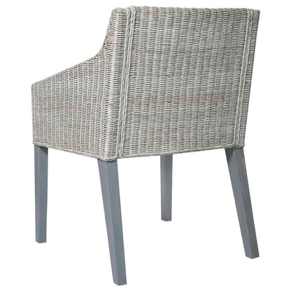 vidaXL Chaises de salle à manger avec coussins 2 pcs Gris rotin naturel