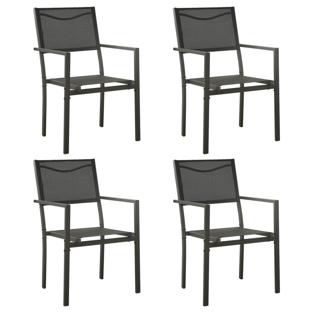 vidaXL Gartenstühle 4 Stk. Textilene und Stahl Schwarz und Anthrazit
