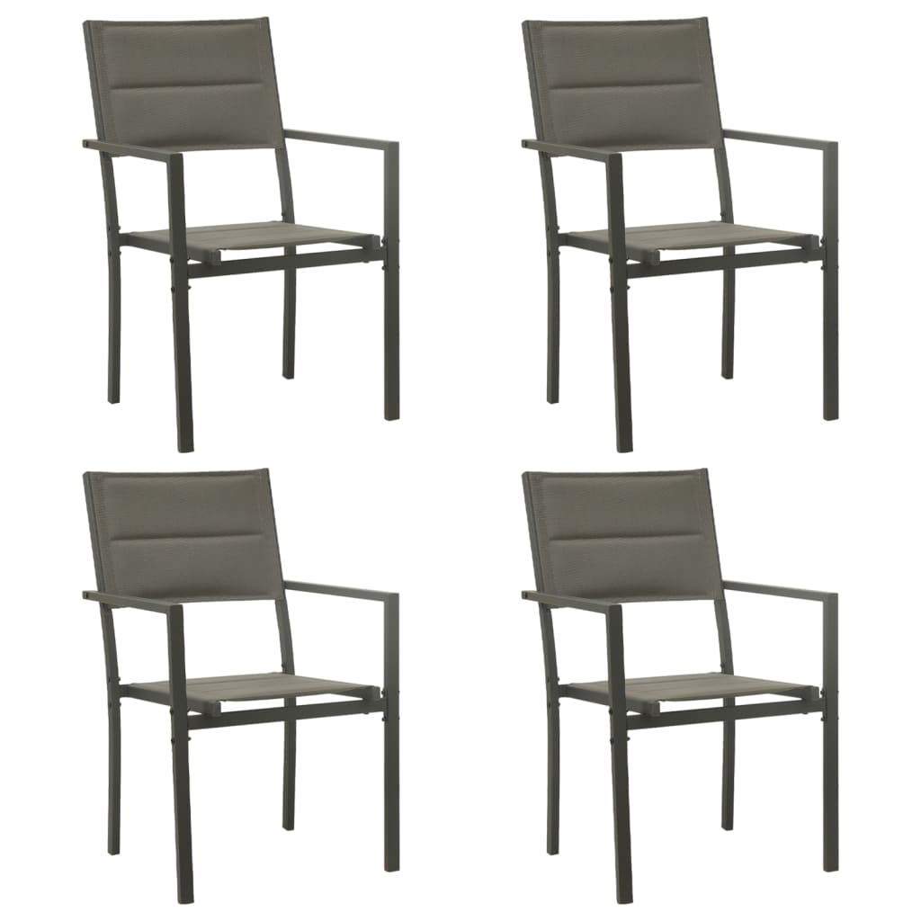 vidaXL Chaises de jardin 4 pcs Textilène et acier Gris et anthracite