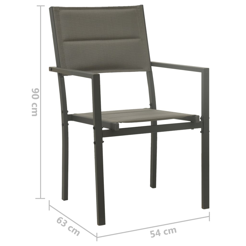 vidaXL Chaises de jardin 4 pcs Textilène et acier Gris et anthracite