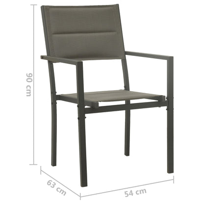vidaXL Chaises de jardin 4 pcs Textilène et acier Gris et anthracite