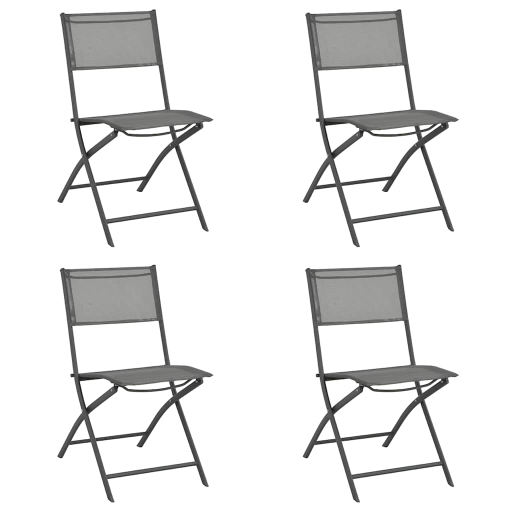 vidaXL Chaises pliantes d'extérieur 4 pcs Gris Acier et textilène