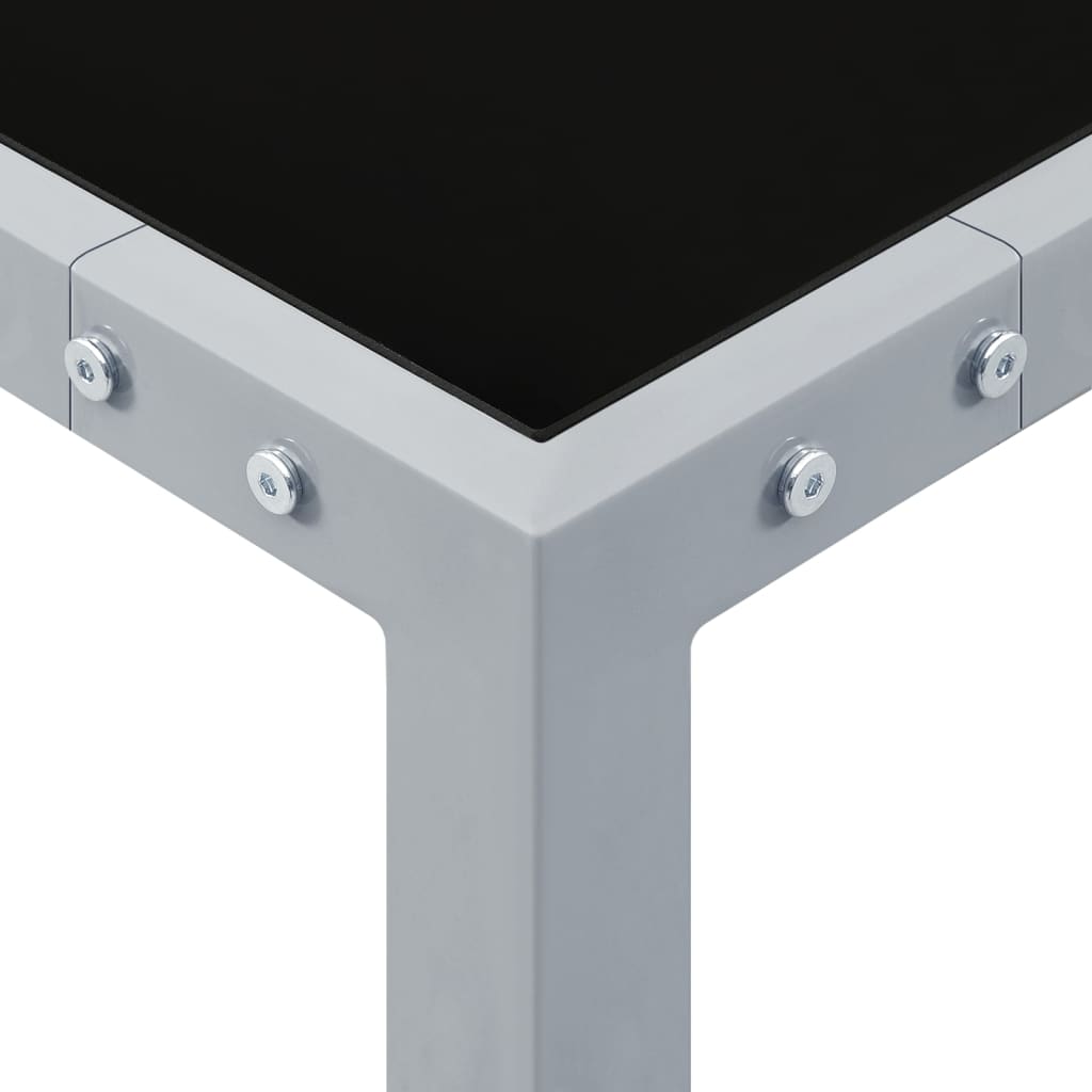 vidaXL Gartentisch 130x130x72 cm Grau Stahl und Glas