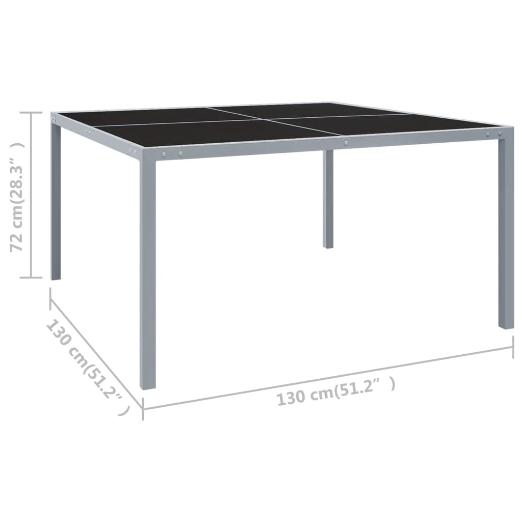vidaXL Gartentisch 130x130x72 cm Grau Stahl und Glas