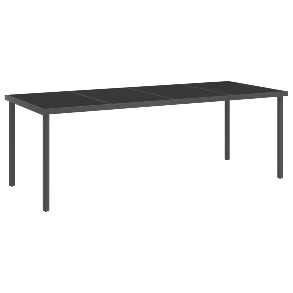 vidaXL Garten-Esstisch Anthrazit 220x90x75 cm Stahl und Glas