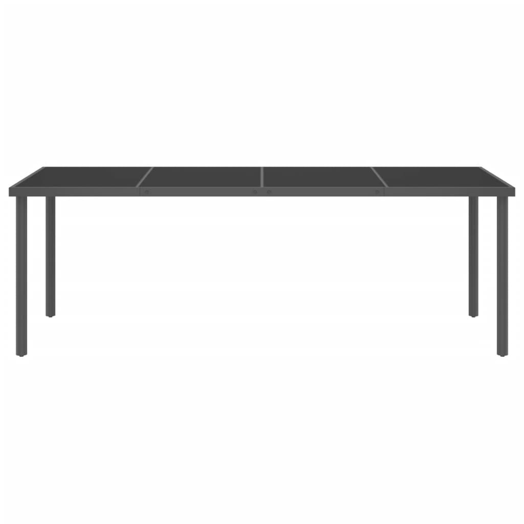 vidaXL Garten-Esstisch Anthrazit 220x90x75 cm Stahl und Glas