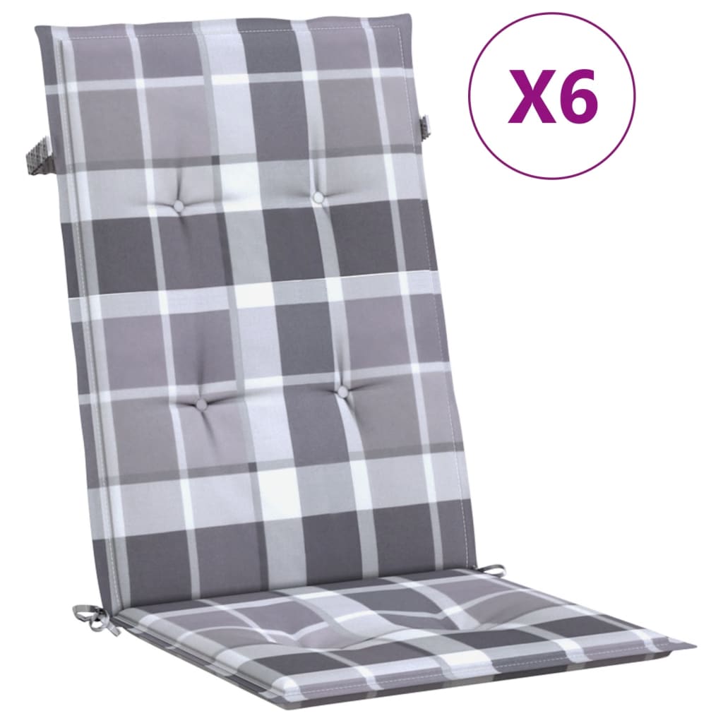 vidaXL Coussins de chaise de jardin dossier haut 6 pcs 120x50x3cm tissu