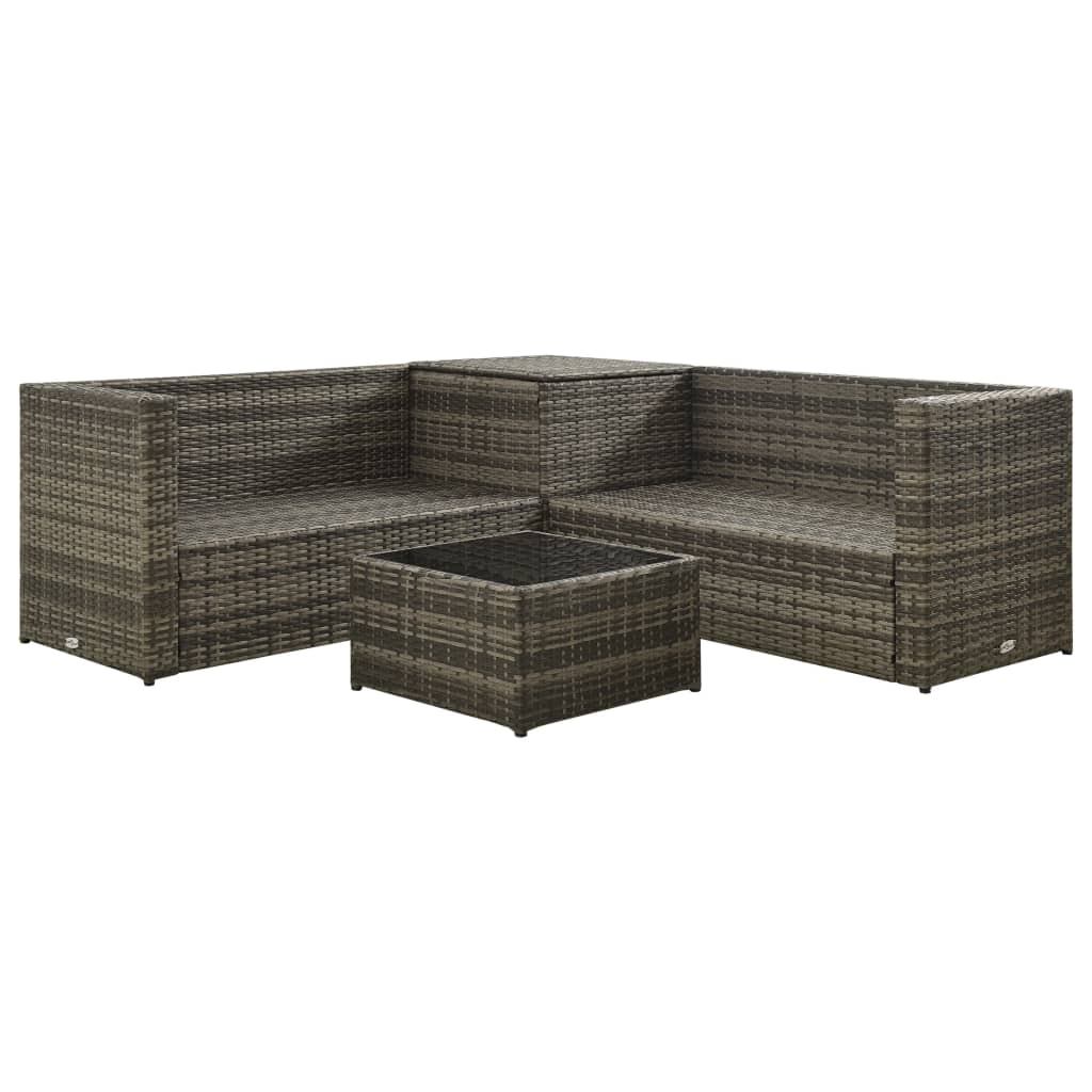 vidaXL Salon de jardin 4 pcs avec coussins résine tressée gris