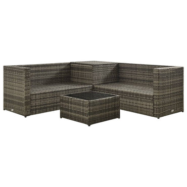 vidaXL Salon de jardin 4 pcs avec coussins résine tressée gris