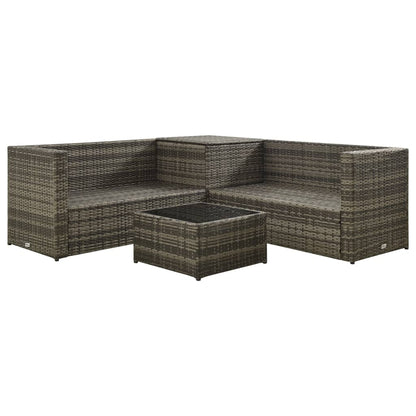 vidaXL Salon de jardin 4 pcs avec coussins résine tressée gris