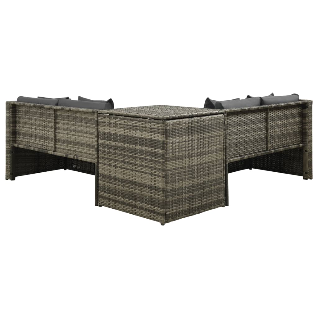 vidaXL Salon de jardin 4 pcs avec coussins résine tressée gris