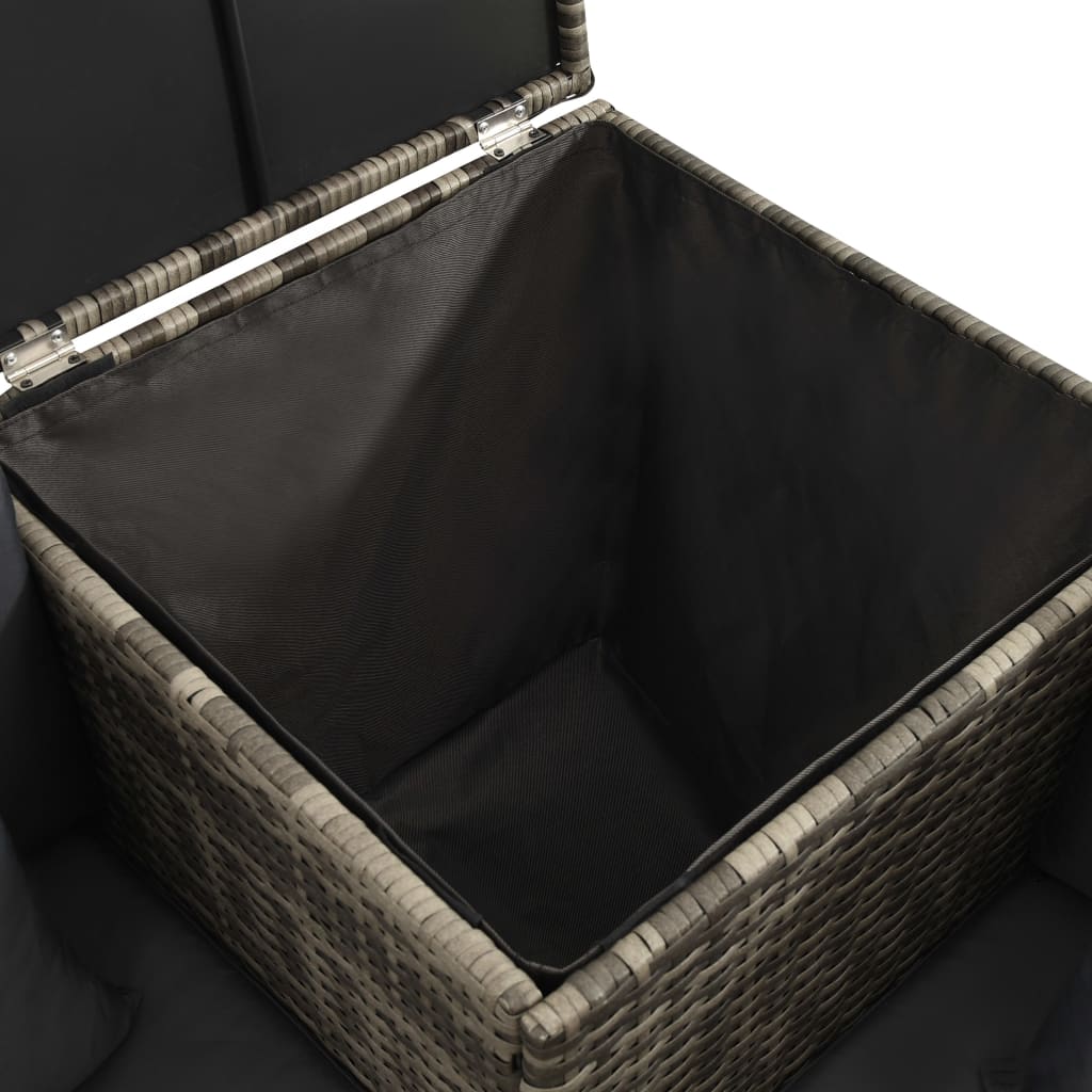 vidaXL Salon de jardin 4 pcs avec coussins résine tressée gris