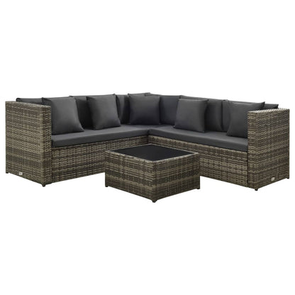 vidaXL Ensemble de jardin de 4 pièces avec coussins résine tressée gris