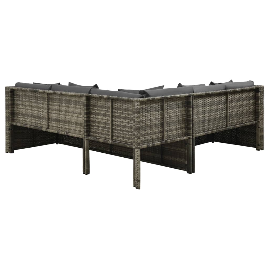 vidaXL Ensemble de jardin de 4 pièces avec coussins résine tressée gris