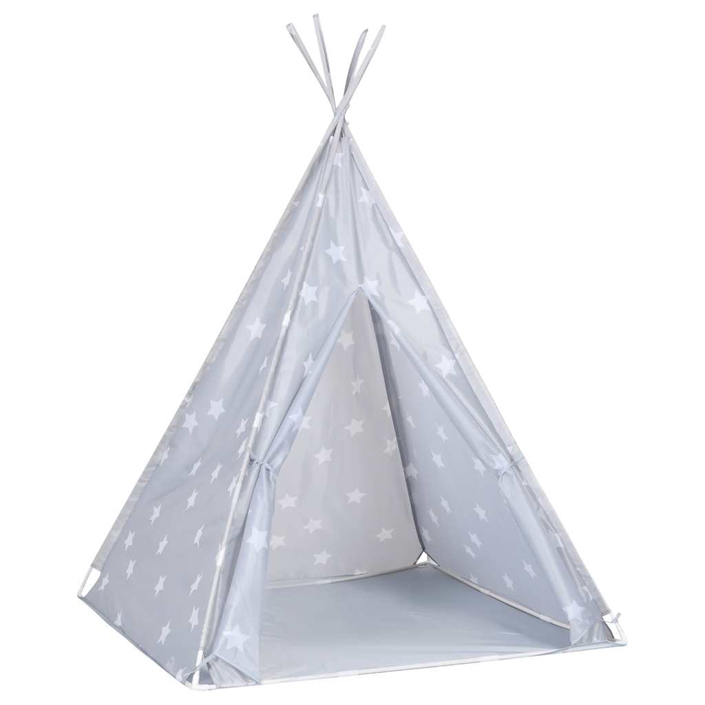 Kinder Tipi-Zelt mit Tasche Polyester Grau 115x115x160 cm