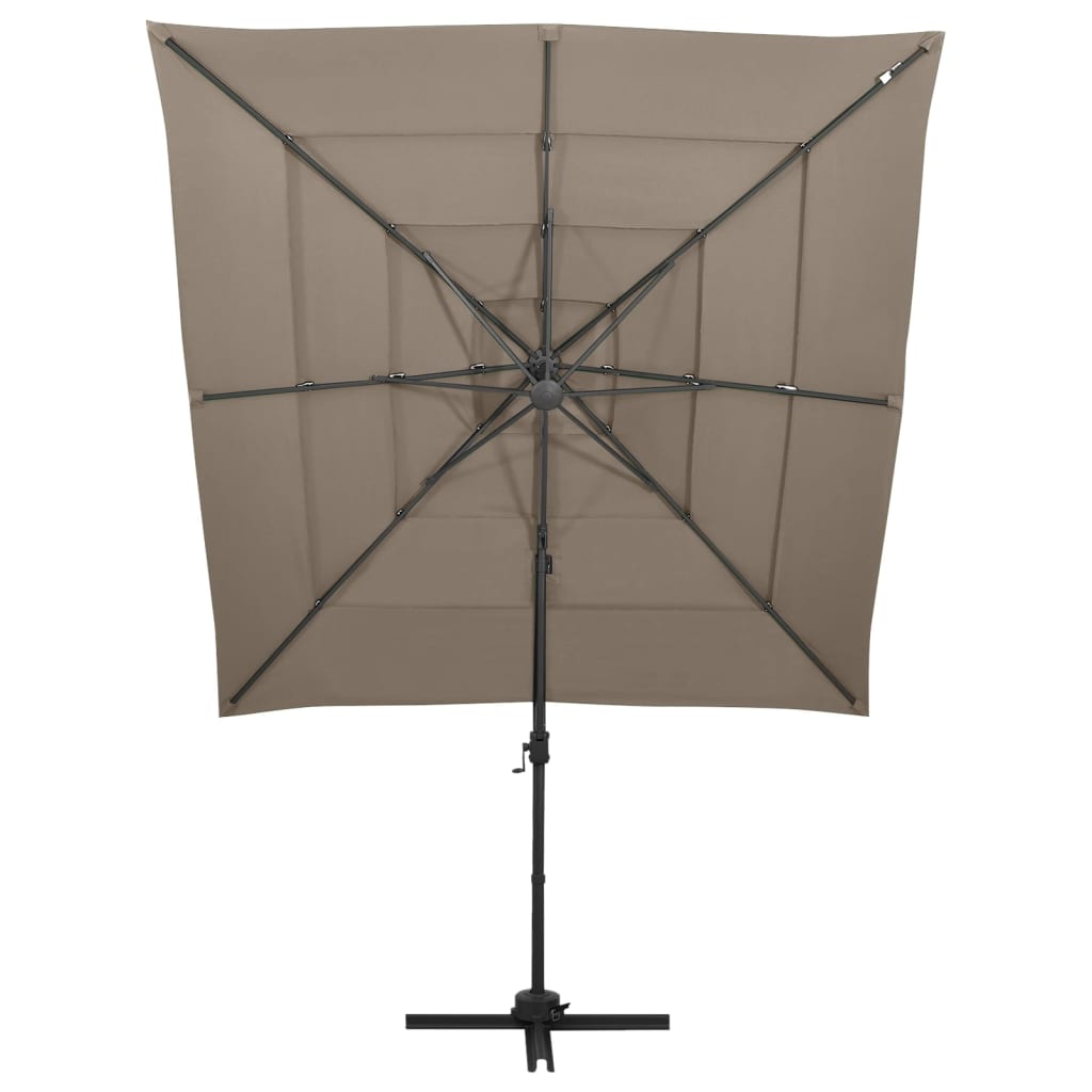 vidaXL Sonnenschirm mit Aluminium-Mast 4-lagig Taupe 250x250 cm