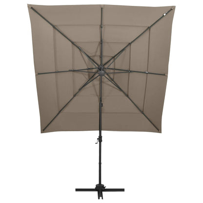 vidaXL Sonnenschirm mit Aluminium-Mast 4-lagig Taupe 250x250 cm