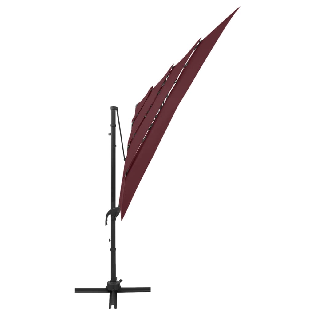 Parasol vidaXL avec mât en aluminium 4 couches bordeaux 250x250 cm