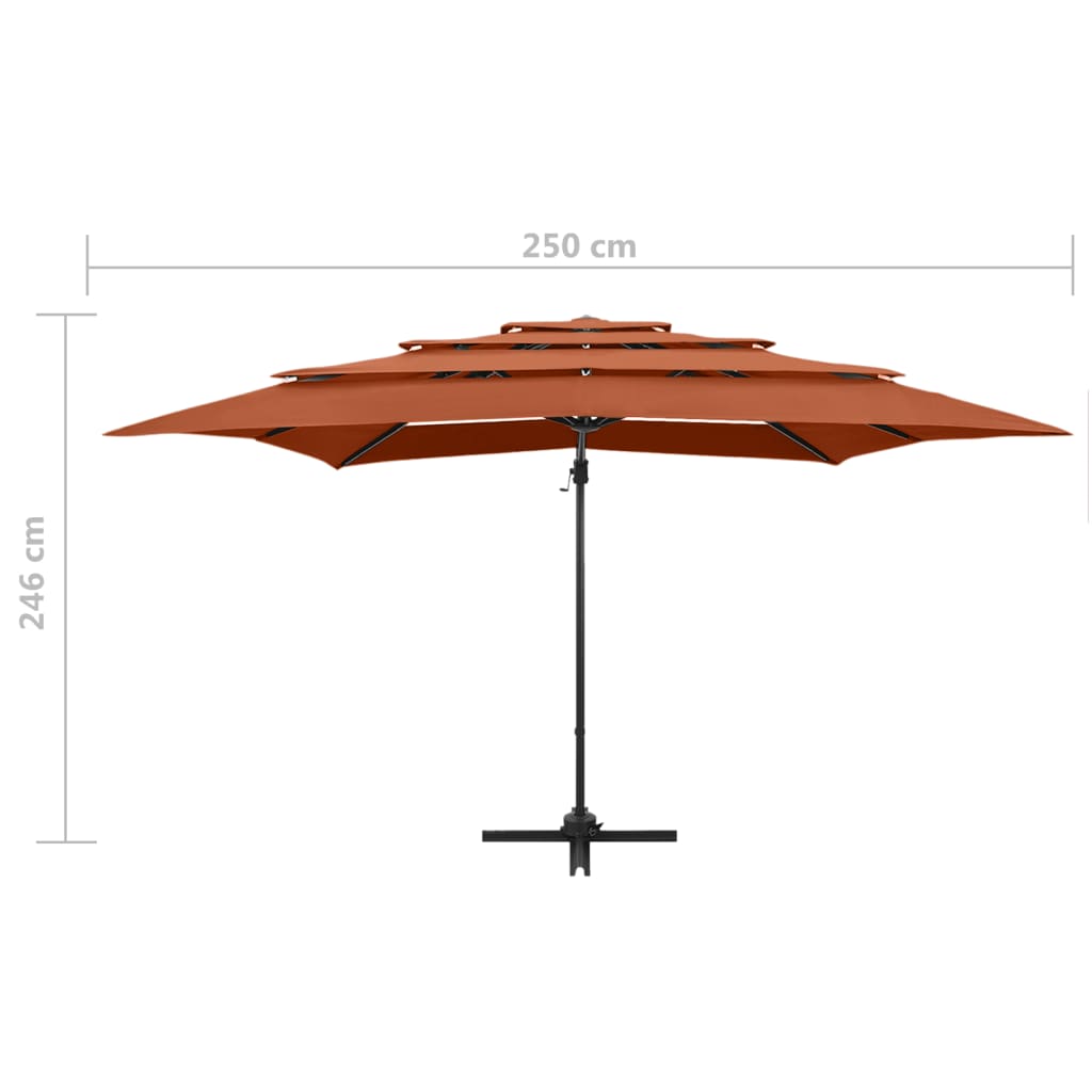 vidaXL Sonnenschirm mit Aluminium-Mast 4-lagig Terrakotta 250x250 cm