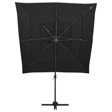 vidaXL Parasol avec mât en aluminium 4 couches Noir 250x250 cm