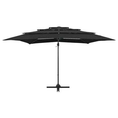 vidaXL Sonnenschirm mit Aluminium-Mast 4-lagig Schwarz 250x250 cm