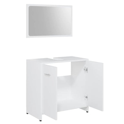 vidaXL 3-tlg. Badmöbel-Set Weiß Holzwerkstoff