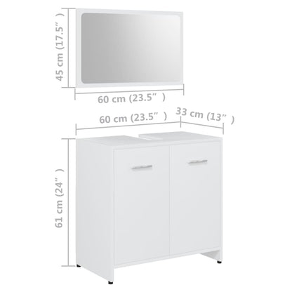 vidaXL 3-tlg. Badmöbel-Set Weiß Holzwerkstoff