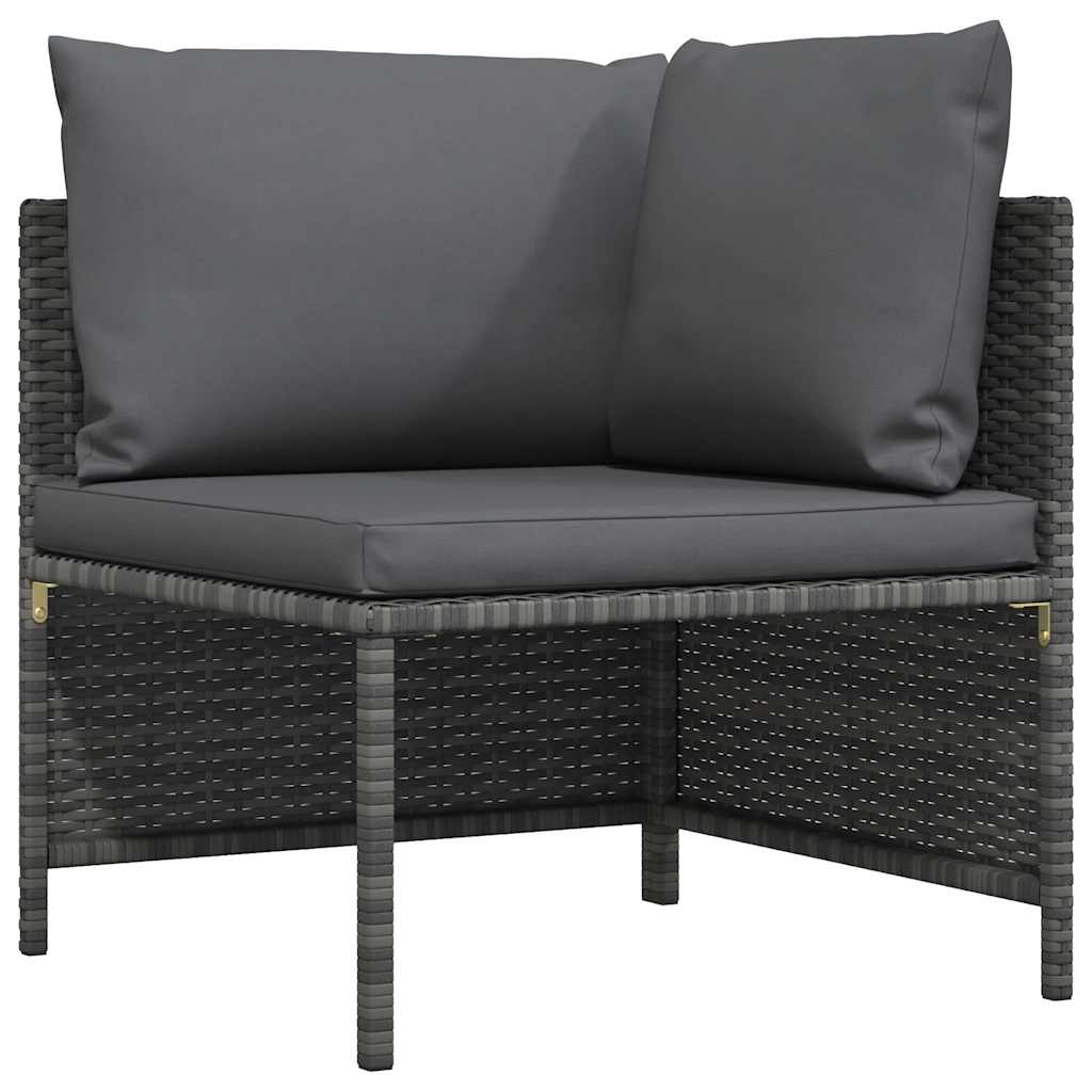 vidaXL Canapé d'angle modulaire avec coussins Gris Résine tressée