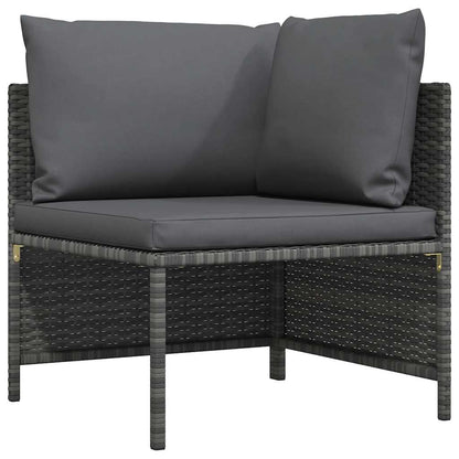 vidaXL Canapé d'angle modulaire avec coussins Gris Résine tressée