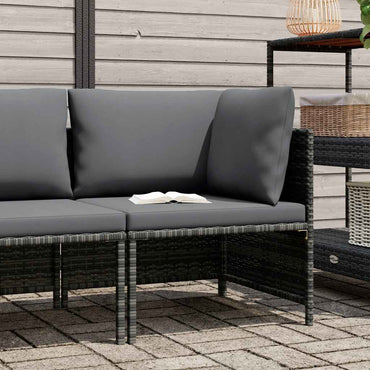 vidaXL Canapé d'angle modulaire avec coussins Gris Résine tressée