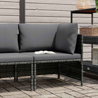 vidaXL Canapé d'angle modulaire avec coussins Gris Résine tressée