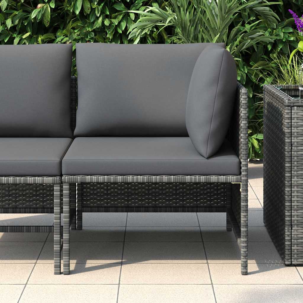 vidaXL Canapé d'angle modulaire avec coussins Gris Résine tressée