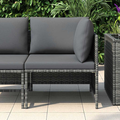 vidaXL Canapé d'angle modulaire avec coussins Gris Résine tressée
