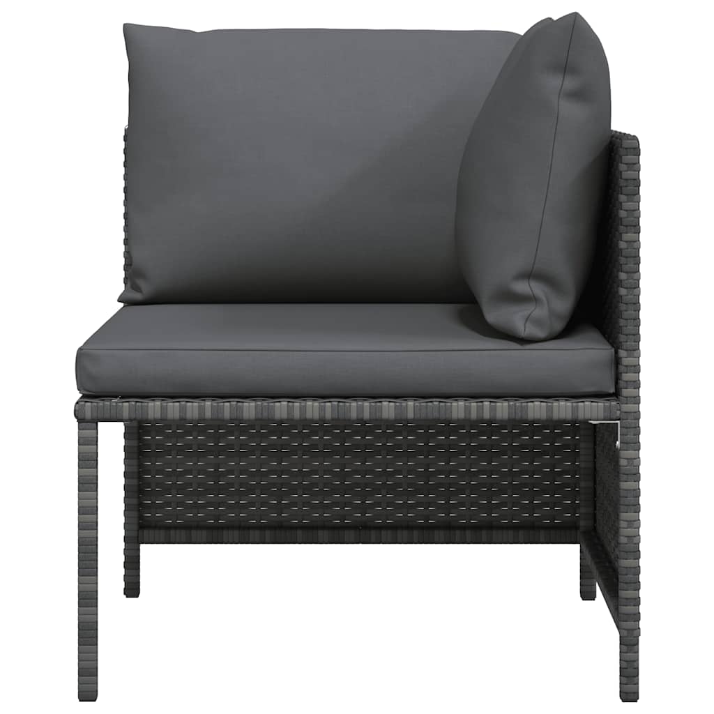 vidaXL Canapé d'angle modulaire avec coussins Gris Résine tressée
