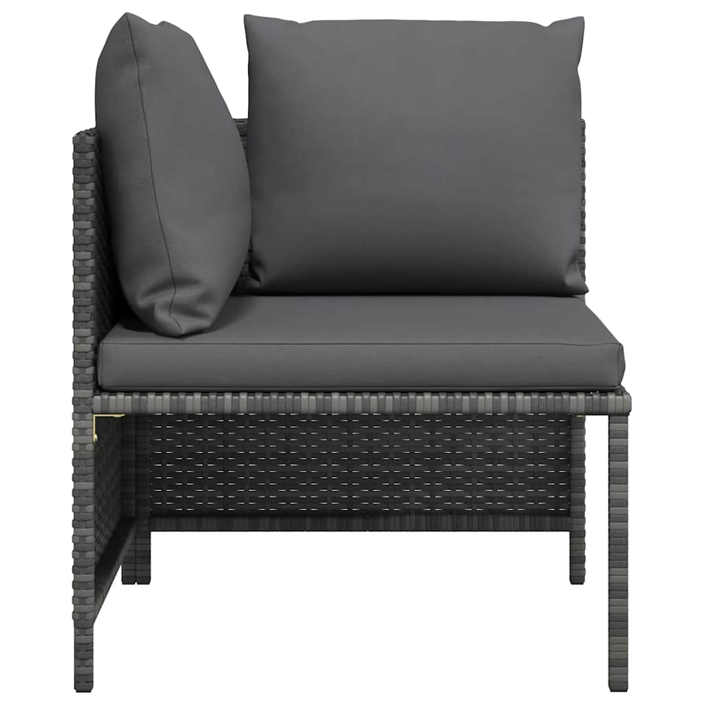 vidaXL Canapé d'angle modulaire avec coussins Gris Résine tressée