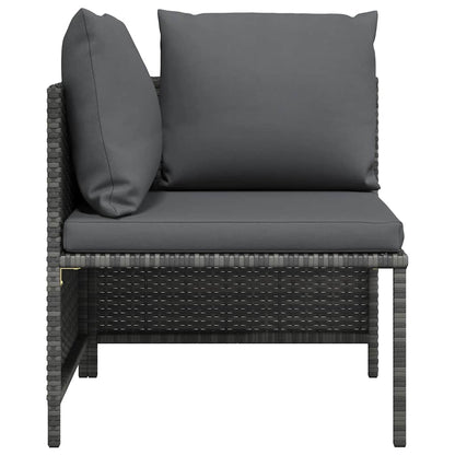 vidaXL Canapé d'angle modulaire avec coussins Gris Résine tressée